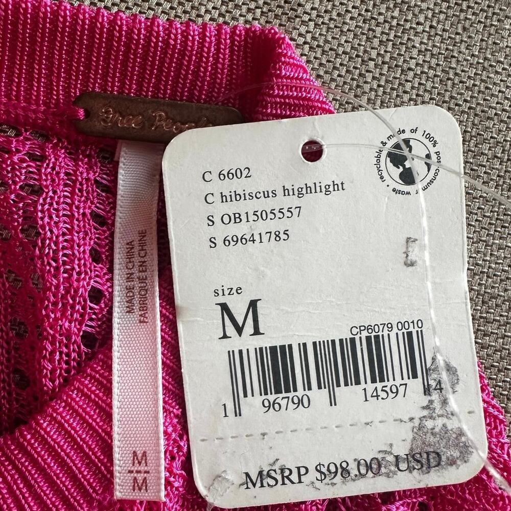 Free People Medium NWT Pink Shear Lightweight H2O Crewneck Long Sleeve Sweater - Picture 2 of 7